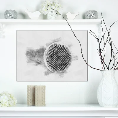 Microphone in Pencil Sketch - Wrapped Canvas Print