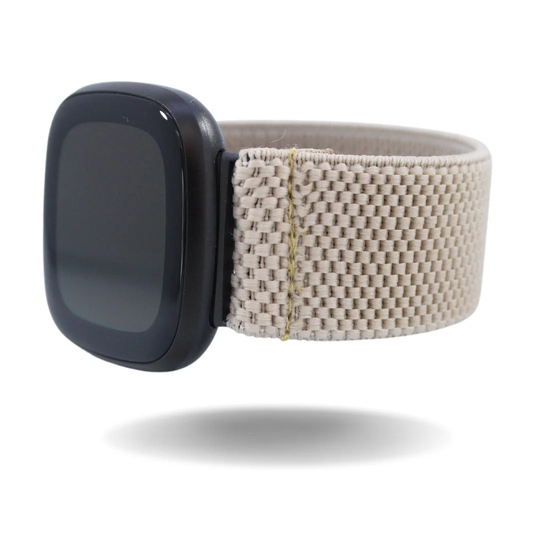 Elastic Fitbit Sense/Versa 3 Watch Band - Fits & Textured Tan Brown Dots Winter Fall Spring Boho Uniform