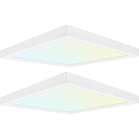 Luxrite 9" Square LED Flush Mount Ceiling Light 18W 3 Color Selectable 1200 Lumens Dimmable Damp Rated 2 Pack