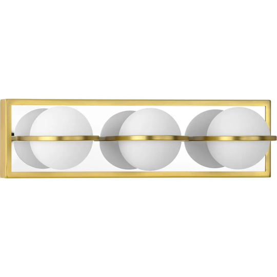 Pearl LED Collection 3-Light Satin Brass Opal Glass LED Modern Bath Vanity Light