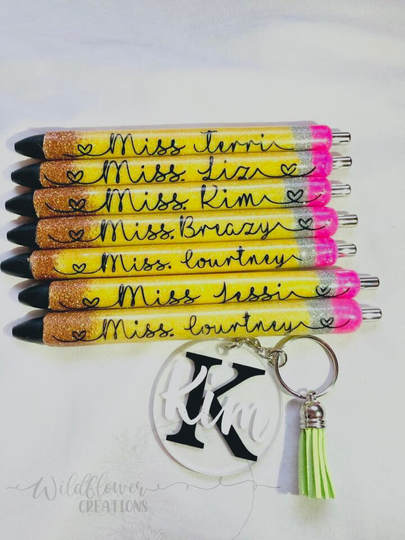 Pencil Pens| Teacher Glitter Personalized Gel Appreciation| Resin Pens