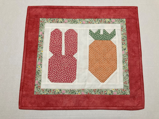 Easter Quilted Table Runner, Bunny Topper, Spring & Carrot Runner
