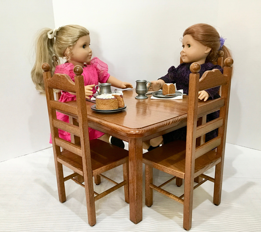 stained Square Doll Table & Four Chair Set. Best Seller For Years. Shipping Included in The Price