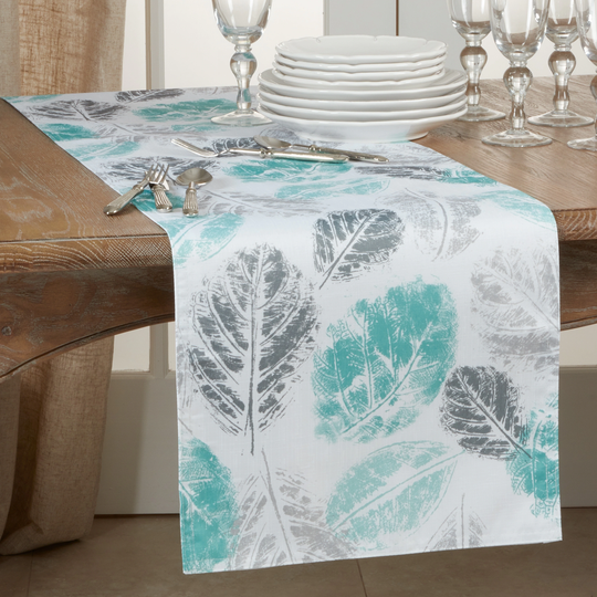 Long Table Runner with Leaf Print