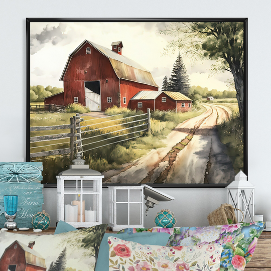 Designart 'Colorful Beach House I' Modern Framed Canvas Art Print