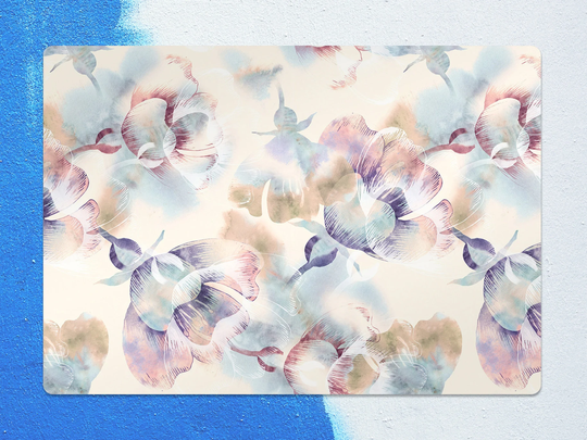 Sleepy Flowers Chair Mat, Blue Splat Purple Vinyl Floor Watercolor Protective Area Rug, Kids Room Decor