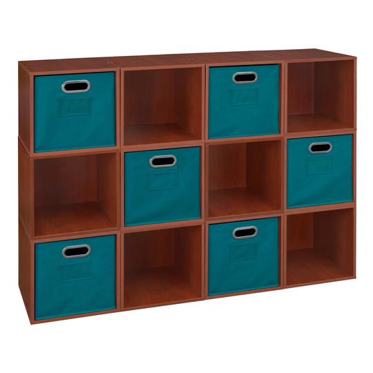 Noble Connect Storage Set - 12 Cubes and 6 Canvas Bins- Cherry/Teal