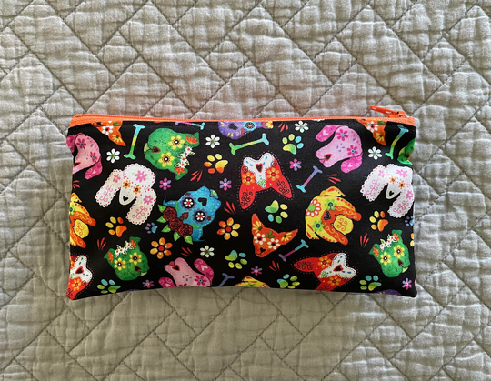 Dogs Midsize Zipper Pouch, Pencil Sugar Skull Gift, Thank You Makeup Accessory Bag