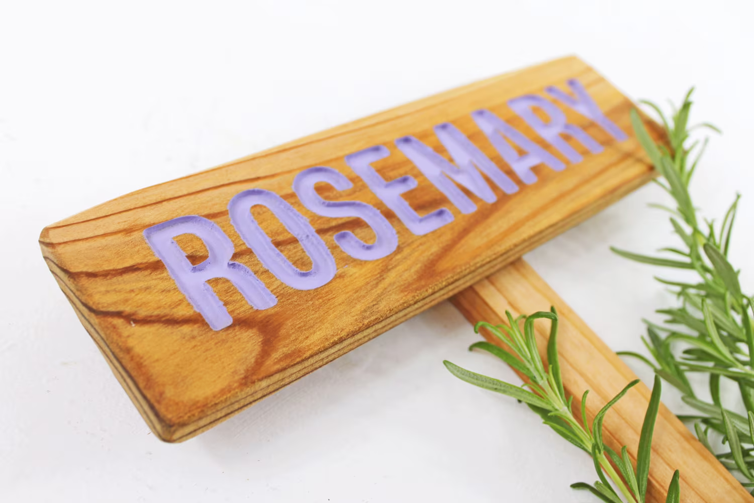 Rosemary Garden Sign, Painted & Sealed Cedar Wood Hand Routed, Herb Plant Marker, Signage, Custom Personalized Marker