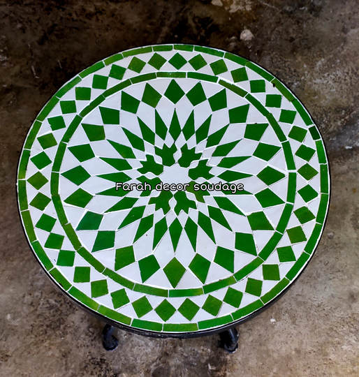 Handmade Green Mosaic Table - Outdoor & Indoor Moorish Mosaic Table Coffe Tiles Moroccan Decor