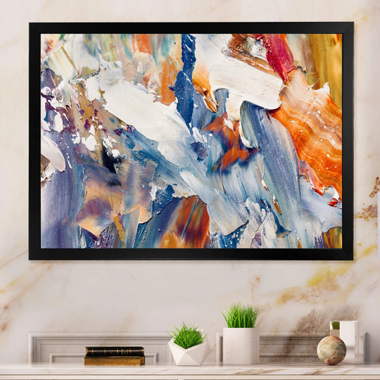 Designart 'Colorful Abstract Painting Strokes XII' Modern Framed Wall Decor