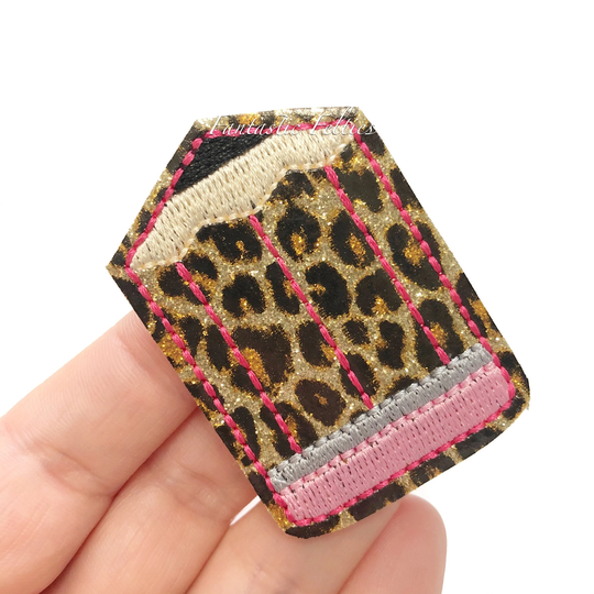 Pencil Felties | School Felties Leopard Glitter Felt Applique Embroidered Uncut | Set Of 4