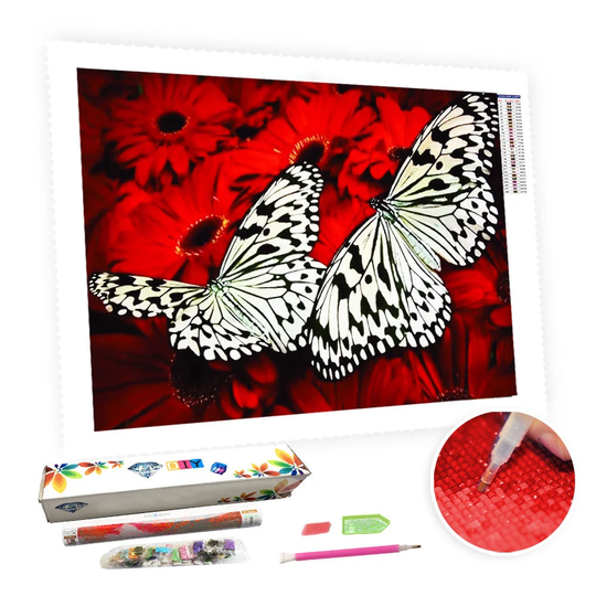 5D Diy Square Round Diamond Painting Kit Full Drill-Butterflies in The Flowers-Diy By Number Rhinestone Pasted For Home Wall Decor