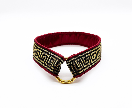 Silky Satin-Lined House Collar - Tag Holder Burgundy Adriatic Flat Dog Multiple Sizes Available