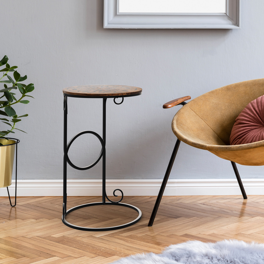 Round Side Table| Gold & Clear Glass| Scratch & Chip Resistant Finish| Iron Powder Coated| Coffee Table| 22 X 20