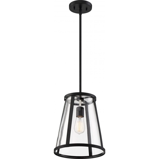 Bruge 1-Light Pendant Fixture Matte Black Finish with Clear Glass - N/A