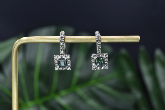 Natural Alexandrite Earrings, Color Changing Alexandrite, Christmas Gift, Diamond Alexandrite Earrings, Anniversary Gift For Her