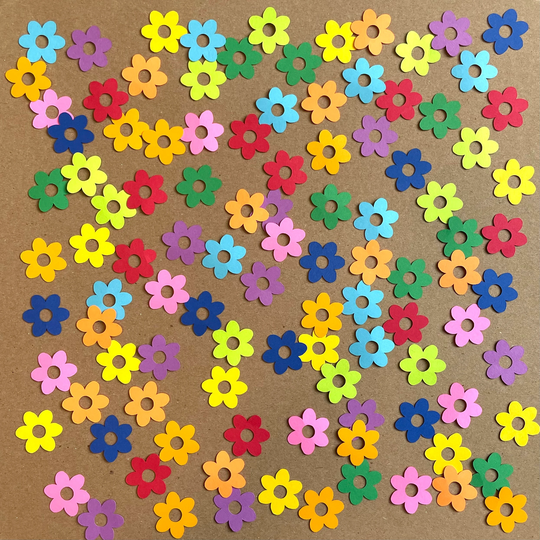 100 - 1" Flower Die Cuts Petals Colorful Assortment Assorted Colors Paper Crafts Cards Scrapbooks Party Decor Set 383