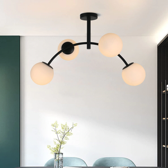 Modern 4-Light 30" Glass Semi Flush Mount Light - 30*30*6