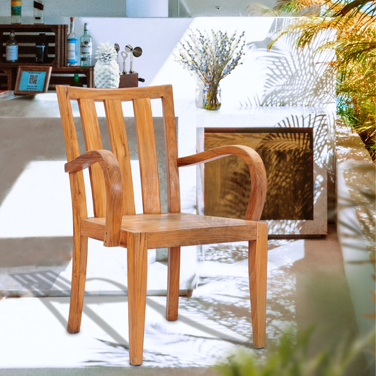 Chic Teak Boston Teak Wood Indoor/ Outdoor Patio Dining Arm Chair
