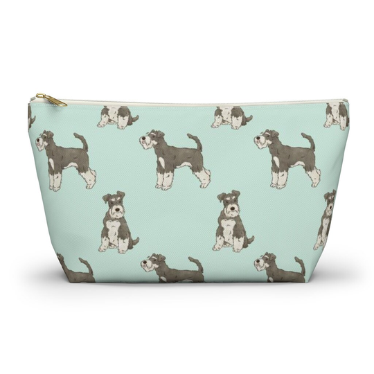 Schnauzer Pouch, Pencil Case, Dog Custom Teacher Bridesmaid Cosmetic Bag, Mom Zipper Makeup Accessory Pouch