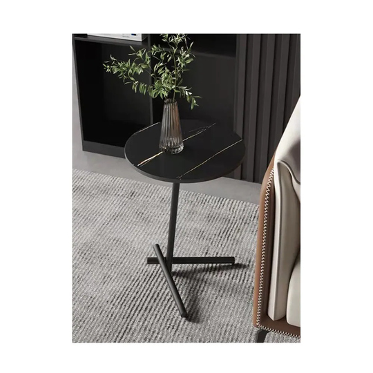Metal Round Side End Table with Ceramic Top