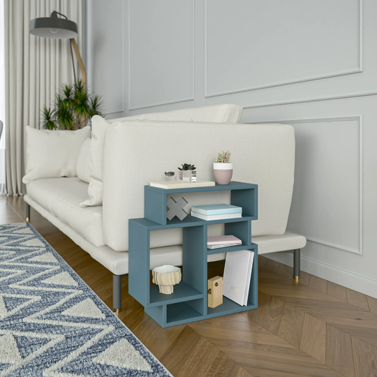 Side Table/End With Storage Shelves | Bedside Table, Nightstand Furniture For Living Room, Bedroom Bookcase Small