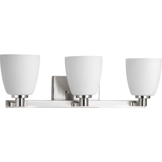 Fleet Collection 3-Light Brushed Nickel Etched Opal Glass Coastal Bath Vanity Light