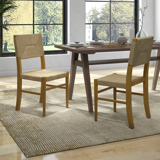 Quirinus Wooden Dining Chair with Solid Wood Legs Set of 2