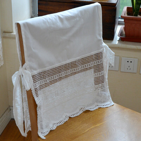 White Lace Hollow Chair Covers | Ruffle Backrest Removable For Wedding Christmas Festival Decorations