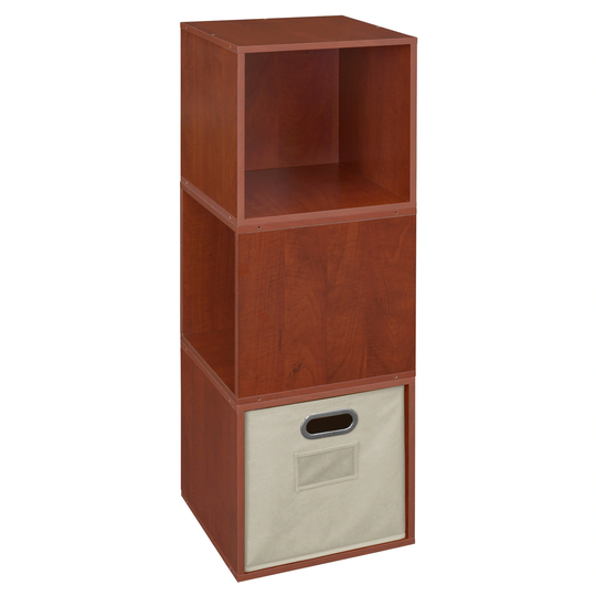 Noble Connect Storage Set - 3 Cubes and 1 Canvas Bin- Cherry/Natural