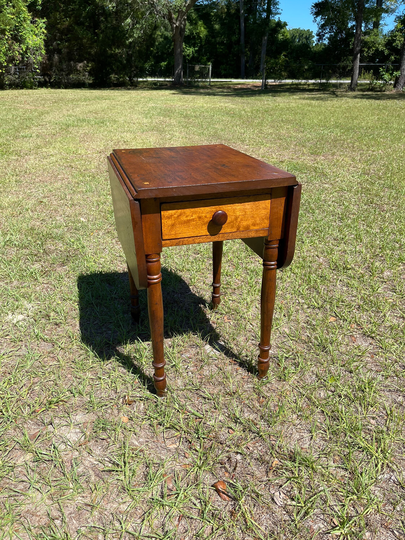 Antique Walnut Sheraton Drop Leaf Table, End Table, Wood Furniture, Antique Traditional Decor, Wood Small Dining Table