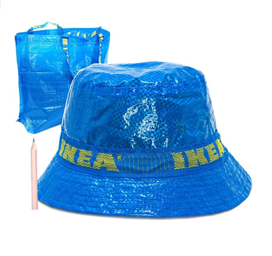 Ikea Bucket Hat With Bag & Pencil Set Fashion Street Wear Blue