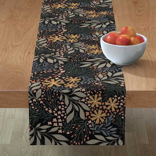 Vintage Flowers Table Runner - English Garden Floral By Writtenbykristen Moody Wildflower Cotton Sateen Spoonflower