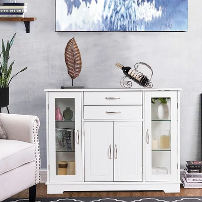 42" W Sideboard Server Buffet Cabinet With 2 Drawers