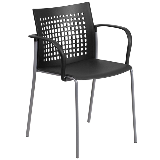Delacora Hercules 22 Inch Wide Metal Framed Stackable Occasional Chair - Black