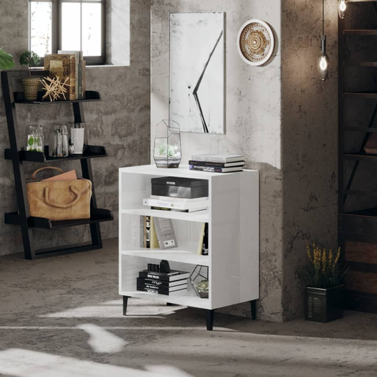 Sideboard High Gloss White 22.4"x14"x28" Chipboard