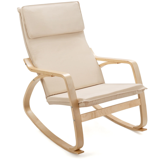 Costway Modern Bentwood Rocking Chair Fabric Upholstered Relax Rocker