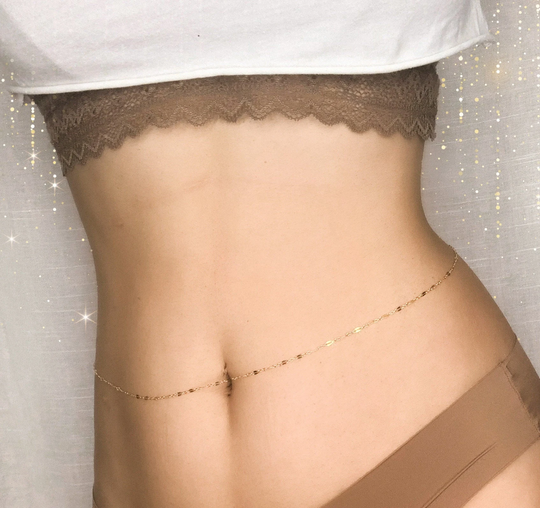 14K Gold Filled Sparkle Belly Chain Tarnish Resistant