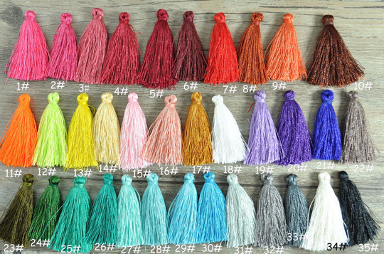 34 Colors Silky Tassels, 20/50/100Pcs, Colorful Handmade Tassel Jewelry, Mala Making Tassels, Supplier, Earring/Necklace Charms, 40mm