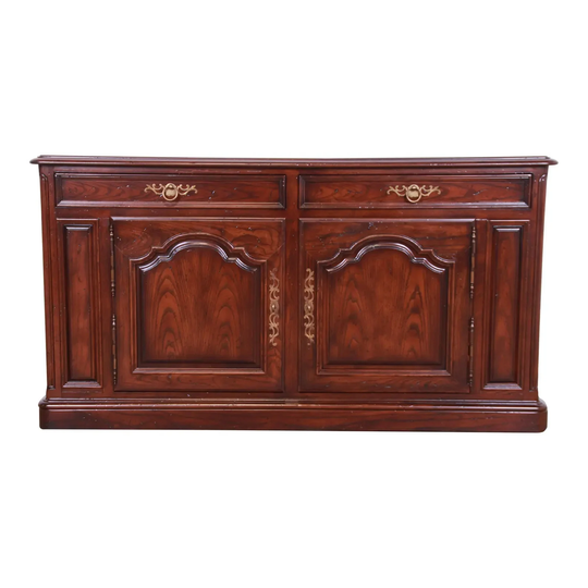 Henredon French Provincial Carved Oak Sideboard Or Bar Cabinet, Circa 1970S