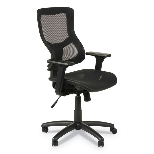 Alera Elusion Ii Series Suspension Mesh Mid-Back Synchro Seat Slide Chair, Supports 275 Lb, 18.11" To 20.35" Seat, Black