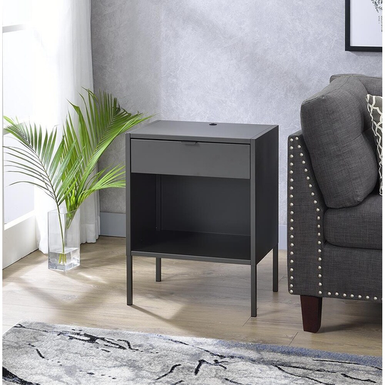 Home Furniture End Table White Color & Iron Traditional Design Decorate your home in contemporary charm with this side table