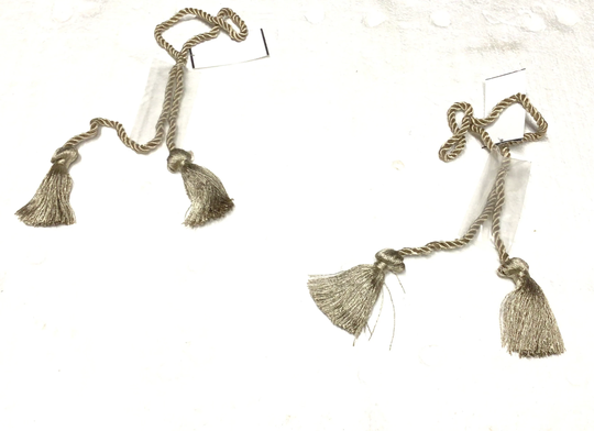 Package Of 2 Silver Chair Ties, 27 Inch Cord With Tassels, Dw48