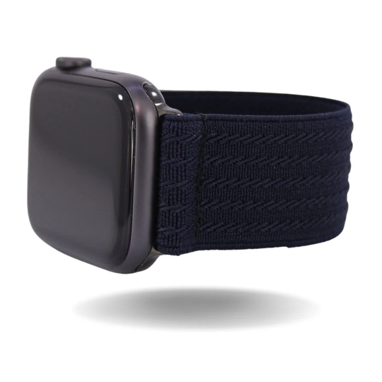 Elastic Watch Band For Apple - All Series | Models 1 8, Se, Ultra Textured Dark Blue | Handmade Stretchy Comfy Strap
