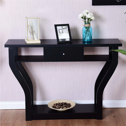Black Console Table Modern Entrance Corridor Furniture With Drawers