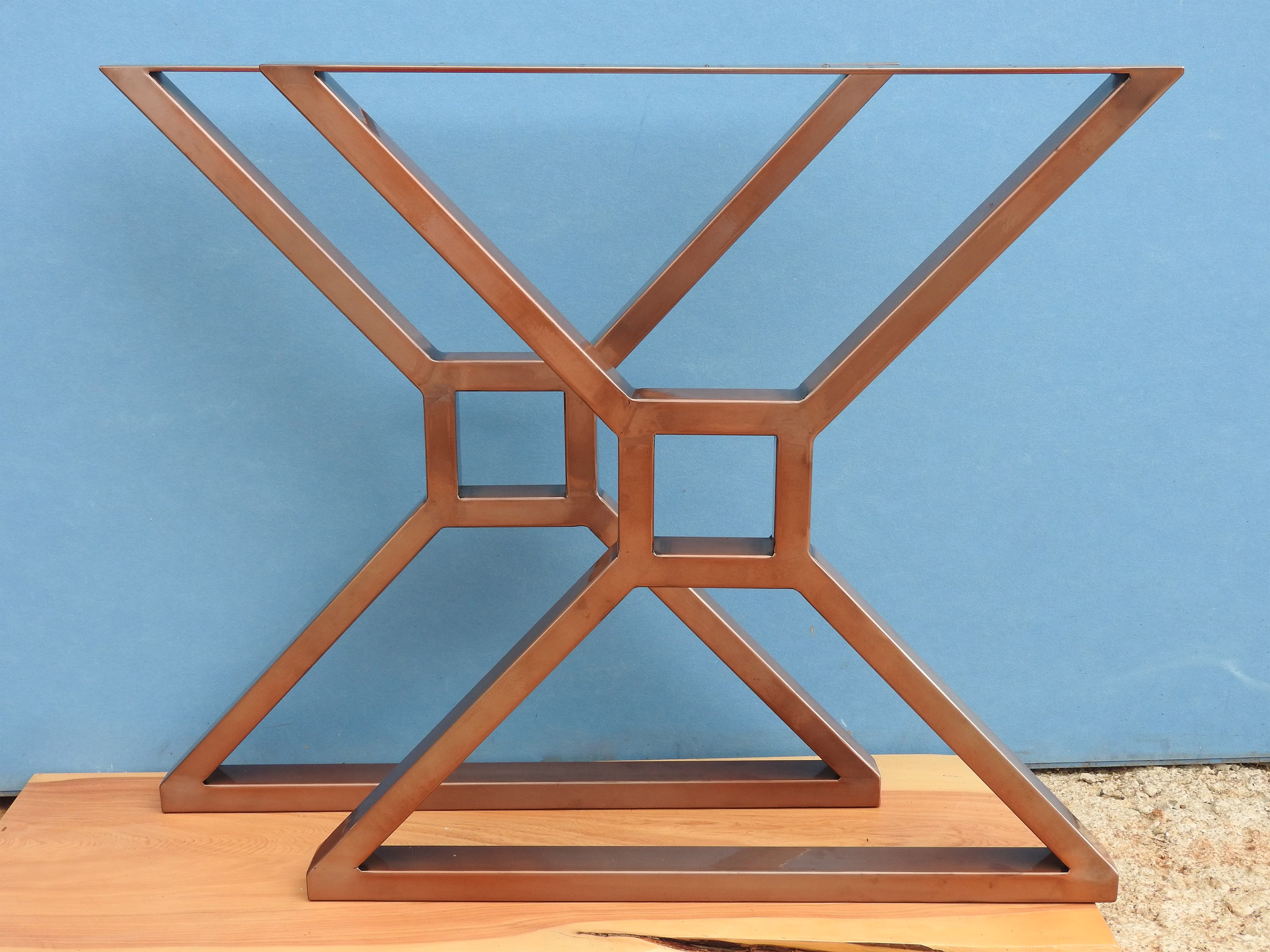 Copper Powder Coated Metal Table Legs, X-Beam Legs