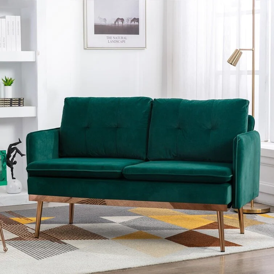 Velvet Flared Arm loveseat sofa with Stainless feet