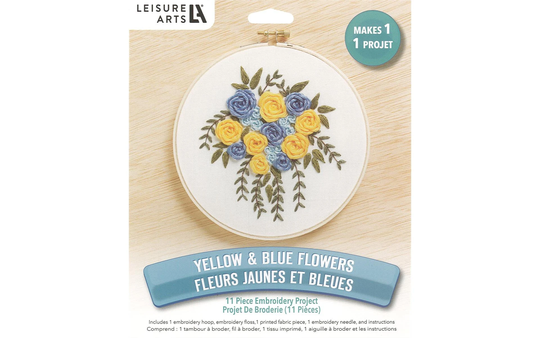 Leisure Arts Embroidery 6" Kit | Yellow & Blue Flowers