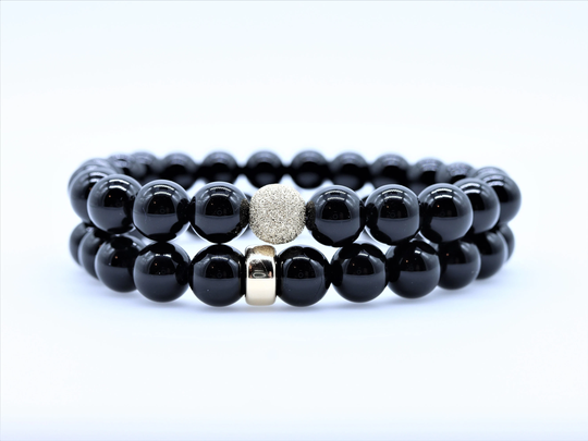 Aaa 8mm Black Onyx Bracelet, Beaded Gemstone Stretch Sundance Boho Style Healing Grounding Energy/Clarity Focus